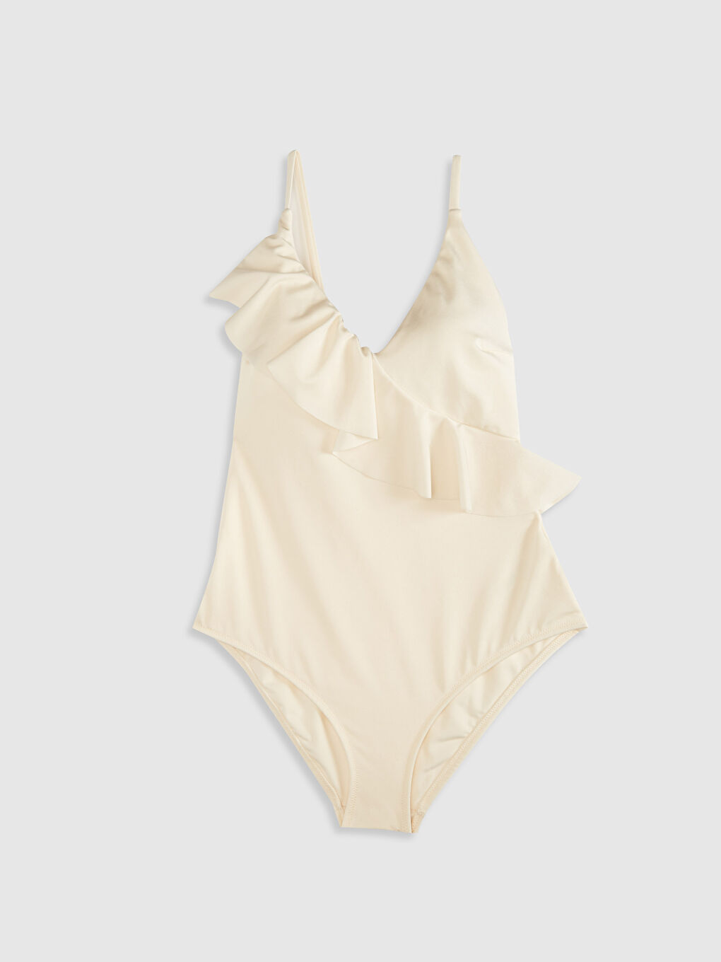 Ekru V Yaka Kadın Mayo