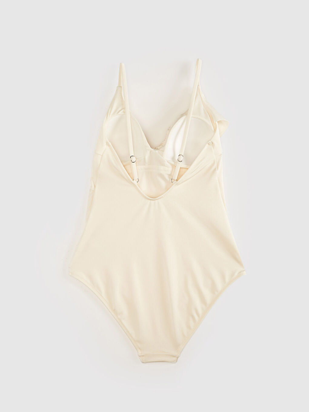 Ekru V Yaka Kadın Mayo-1