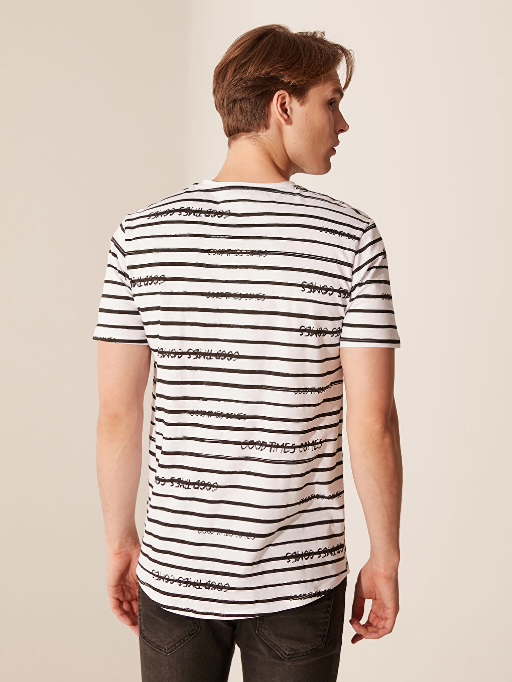 Beyaz Penye Erkek Tişört-2