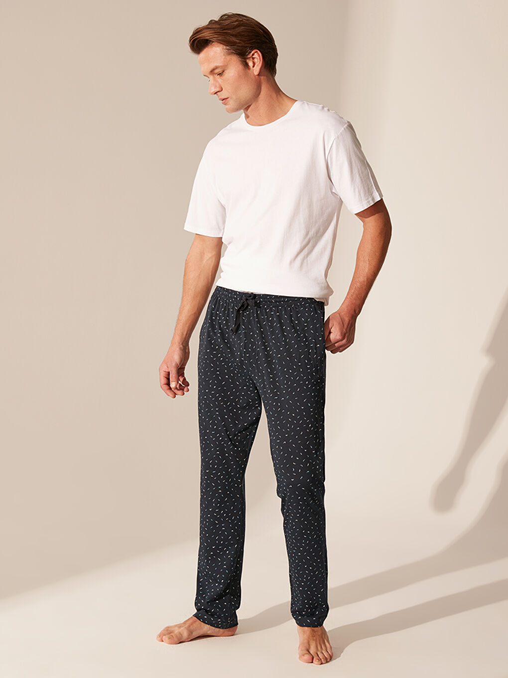 Bas de pyjama en coton à taille élastique-1