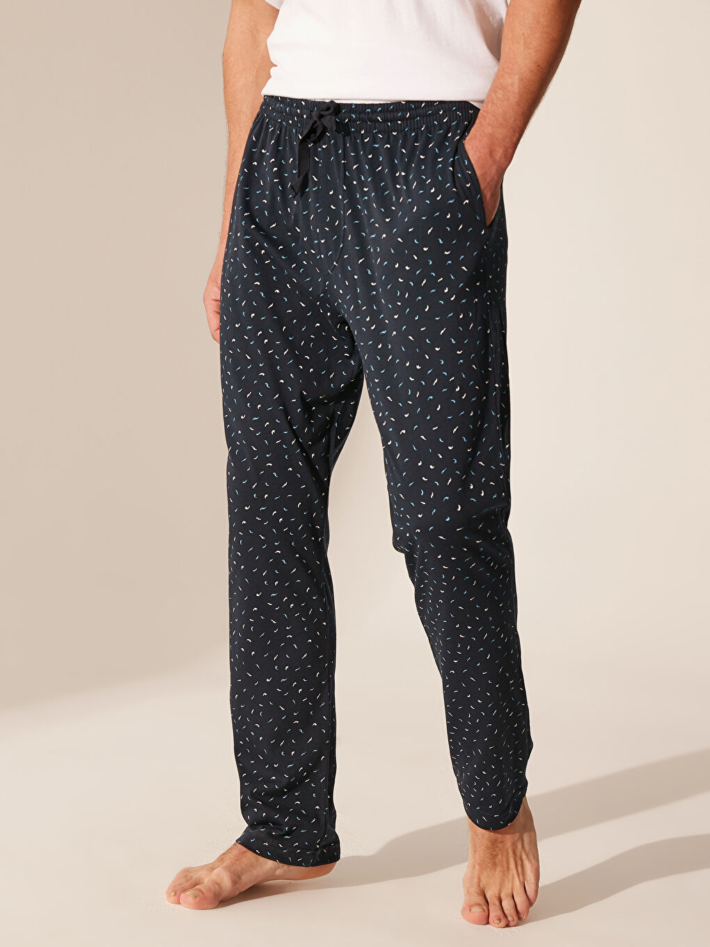Bas de pyjama en coton à taille élastique-3