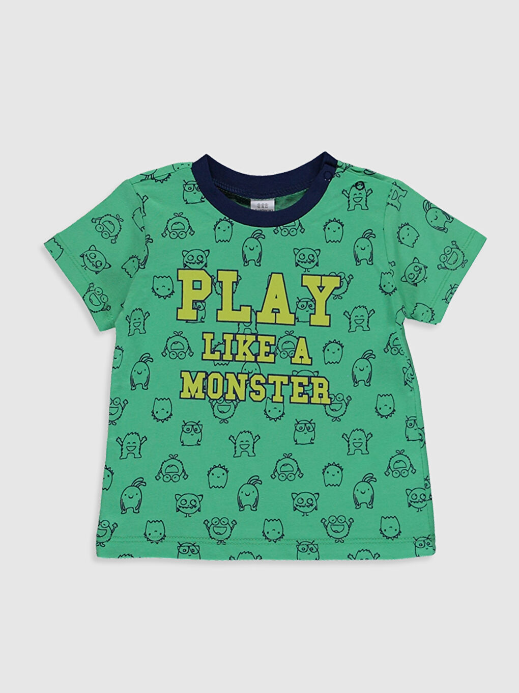 Yeşil Bisiklet Yaka Baskılı Kısa Kollu Erkek Bebek Pijama Takımı 3'lü-2