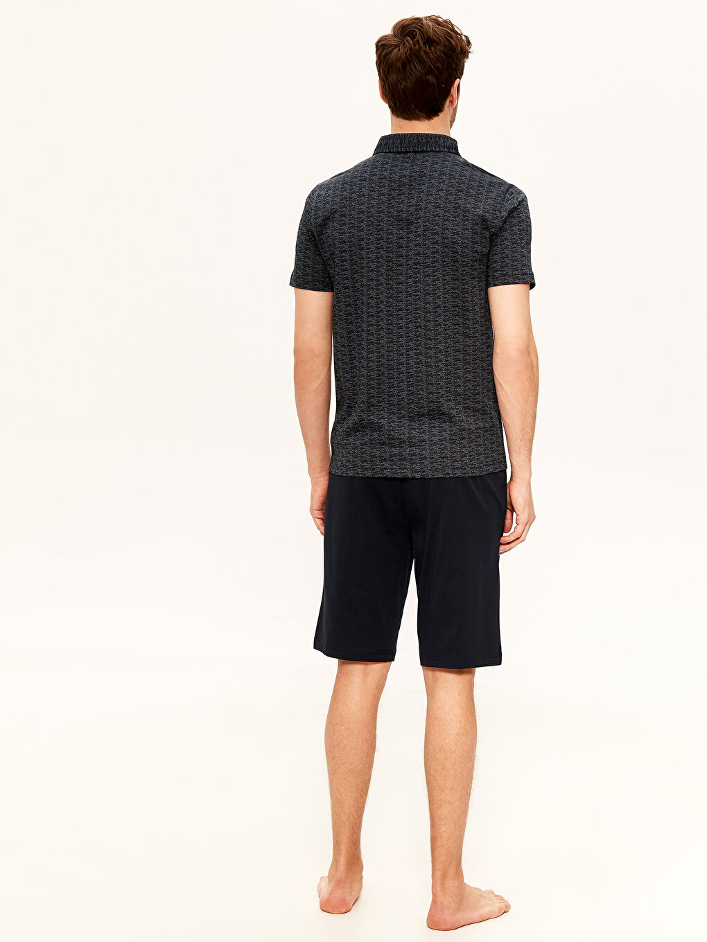 Mavi Standart Kalıp Erkek Şortlu Pijama Takımı-2