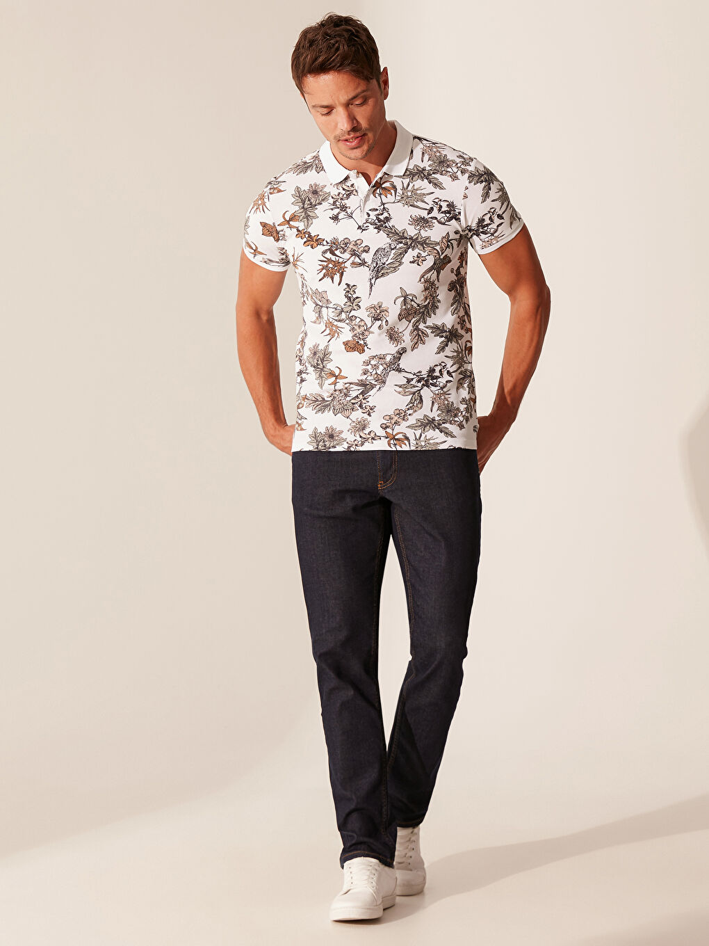 Karışık Polo Yaka Kısa Kollu Baskılı Pike Tişört-6