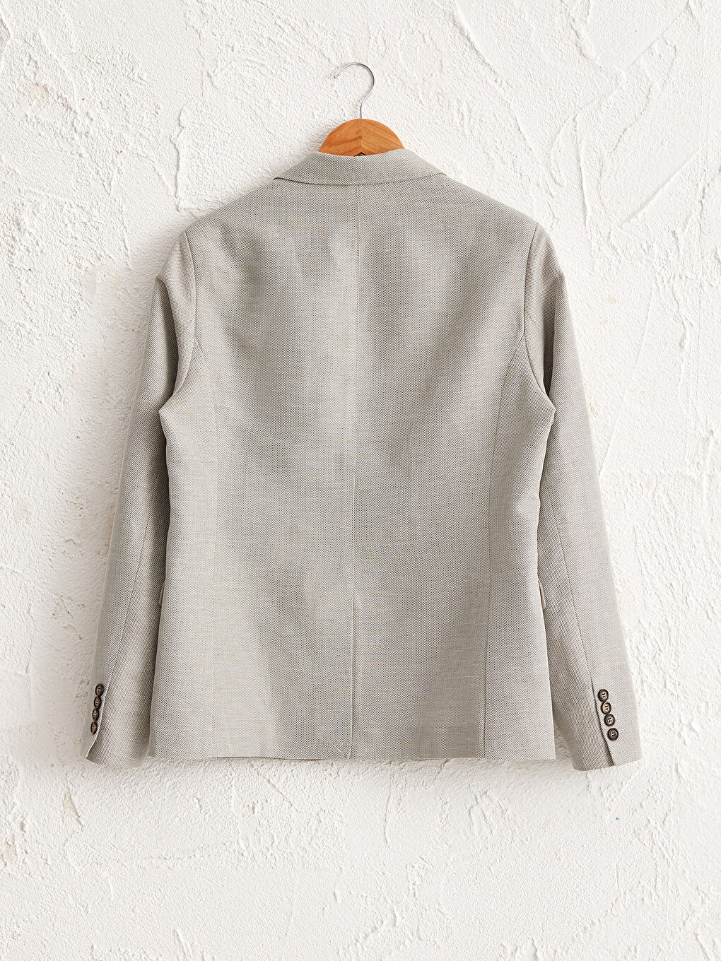 Gri Dar Kalıp Dokulu Blazer Ceket-1