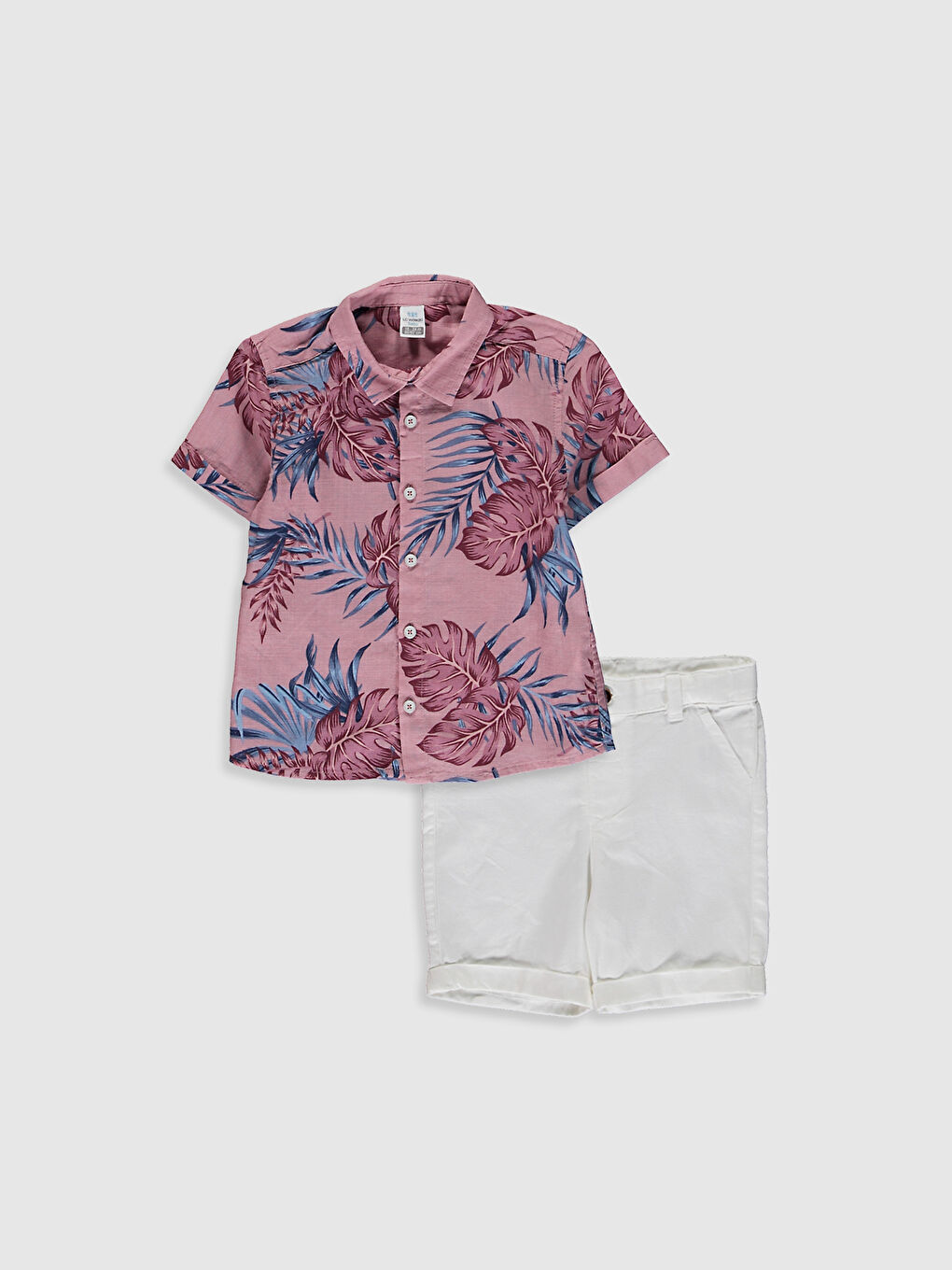 Pembe Erkek Bebek Gömlek ve Şort