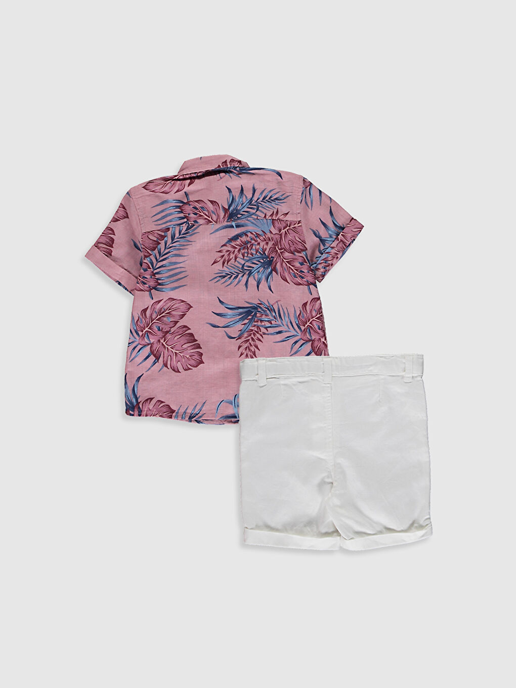 Pembe Erkek Bebek Gömlek ve Şort-1