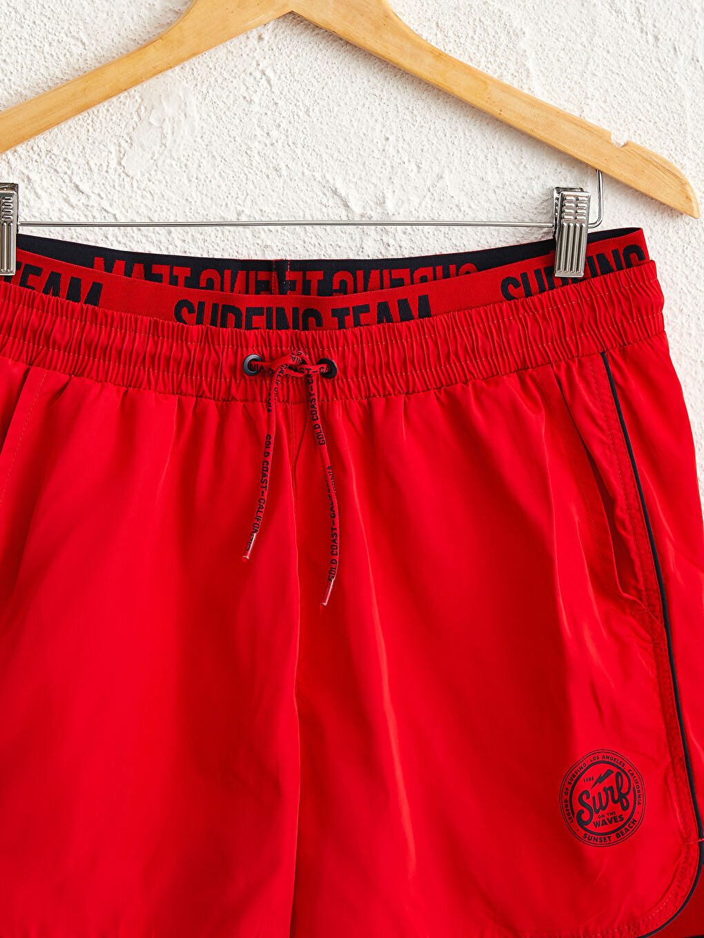 Kırmızı Kısa Boy Baskılı Deniz Şortu-2