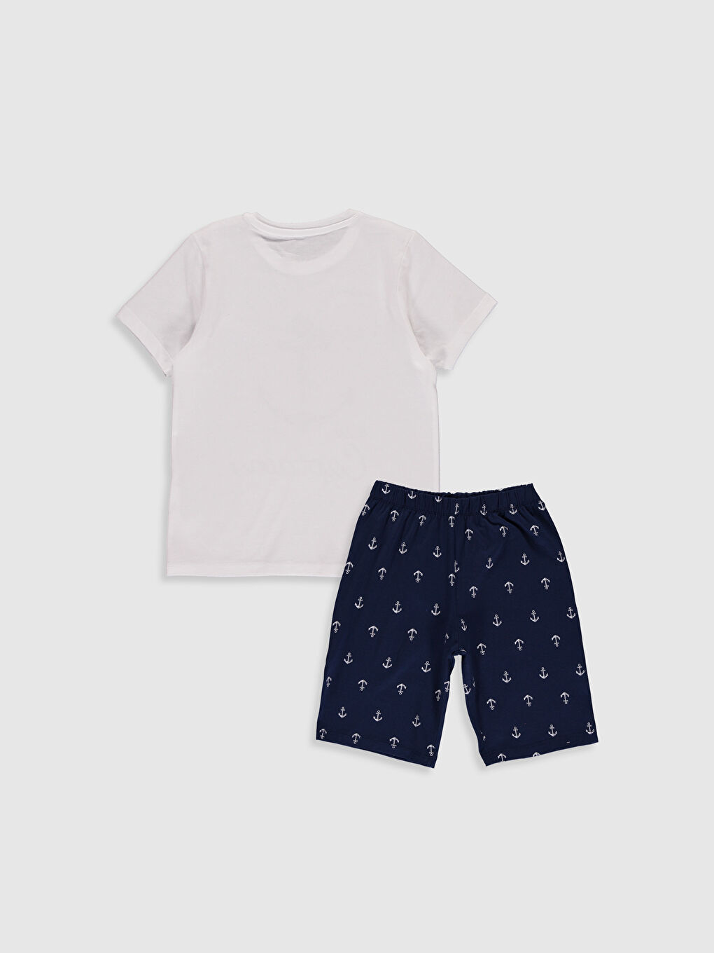 Beyaz Bisiklet Yaka Kısa Kollu Erkek Çocuk Pijama Takım-3