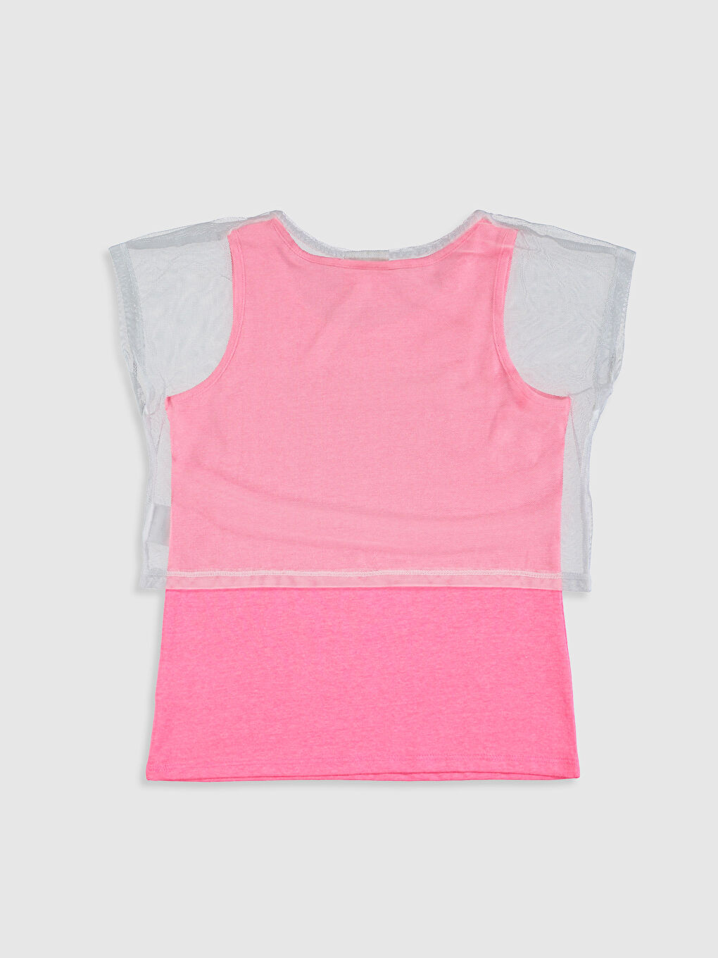 Beyaz Bisiklet Yaka Kısa Kollu Kız Çocuk Tişört-1