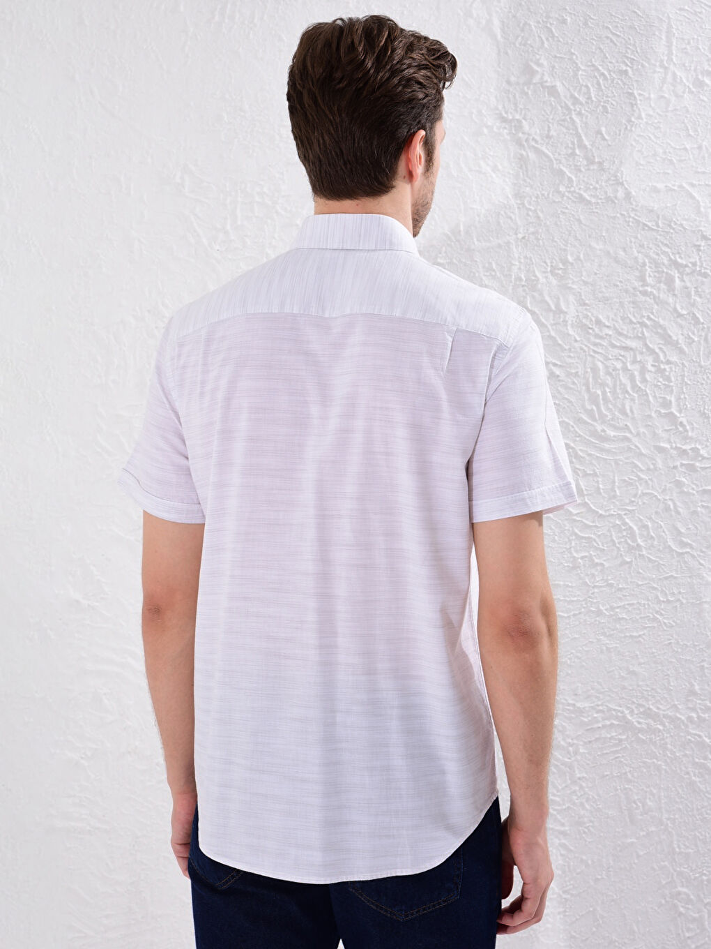 Gri Regular Fit Kısa Kollu Poplin Gömlek-3