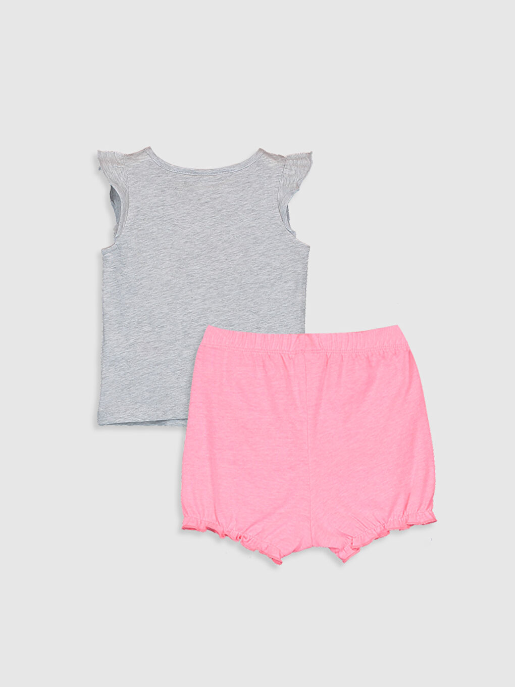 Beyaz Bisiklet Yaka Kolsuz Baskılı Kız Bebek Pijama Takımı-2