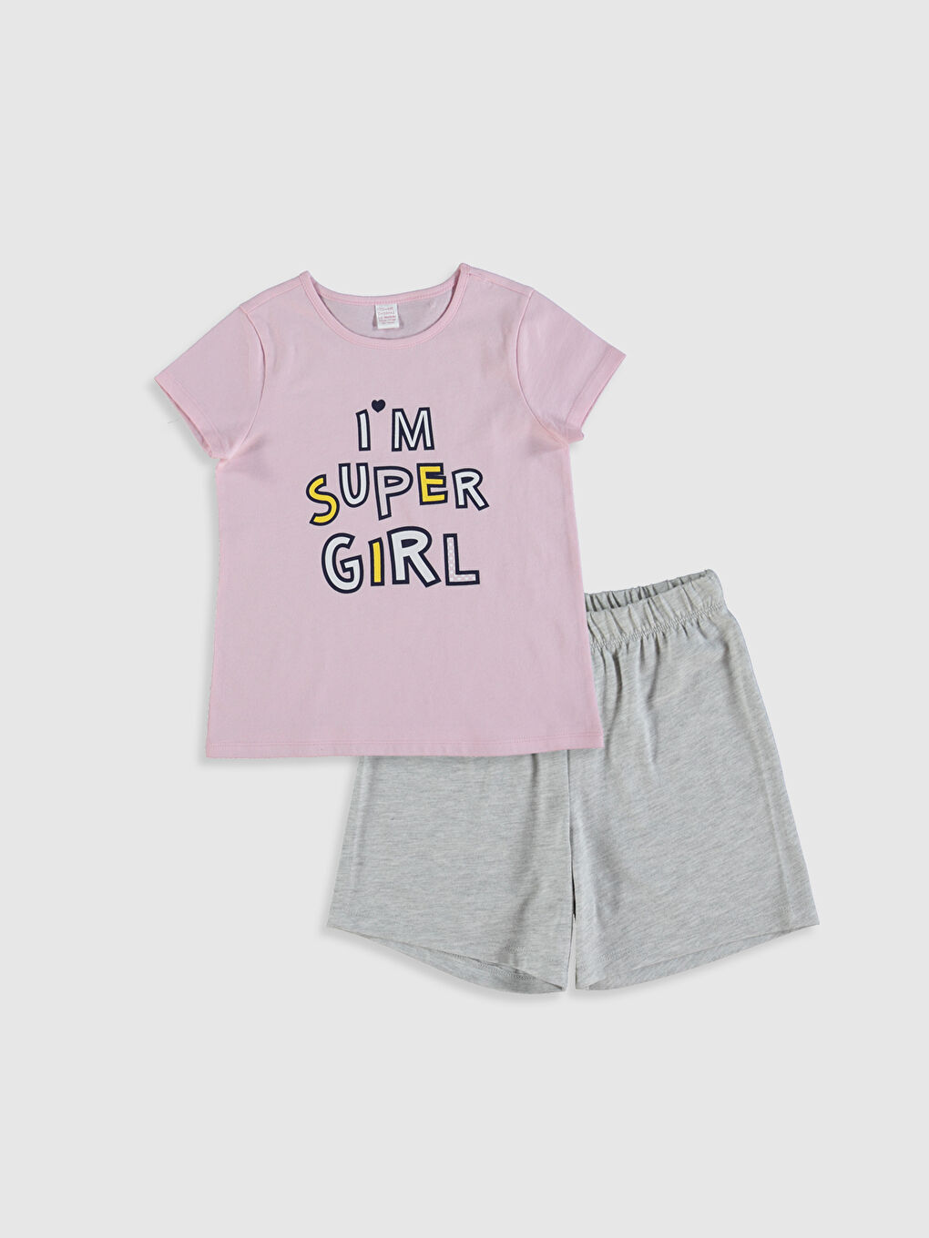 Crew Neck Short Sleeve Girls' Pyjama Set-1