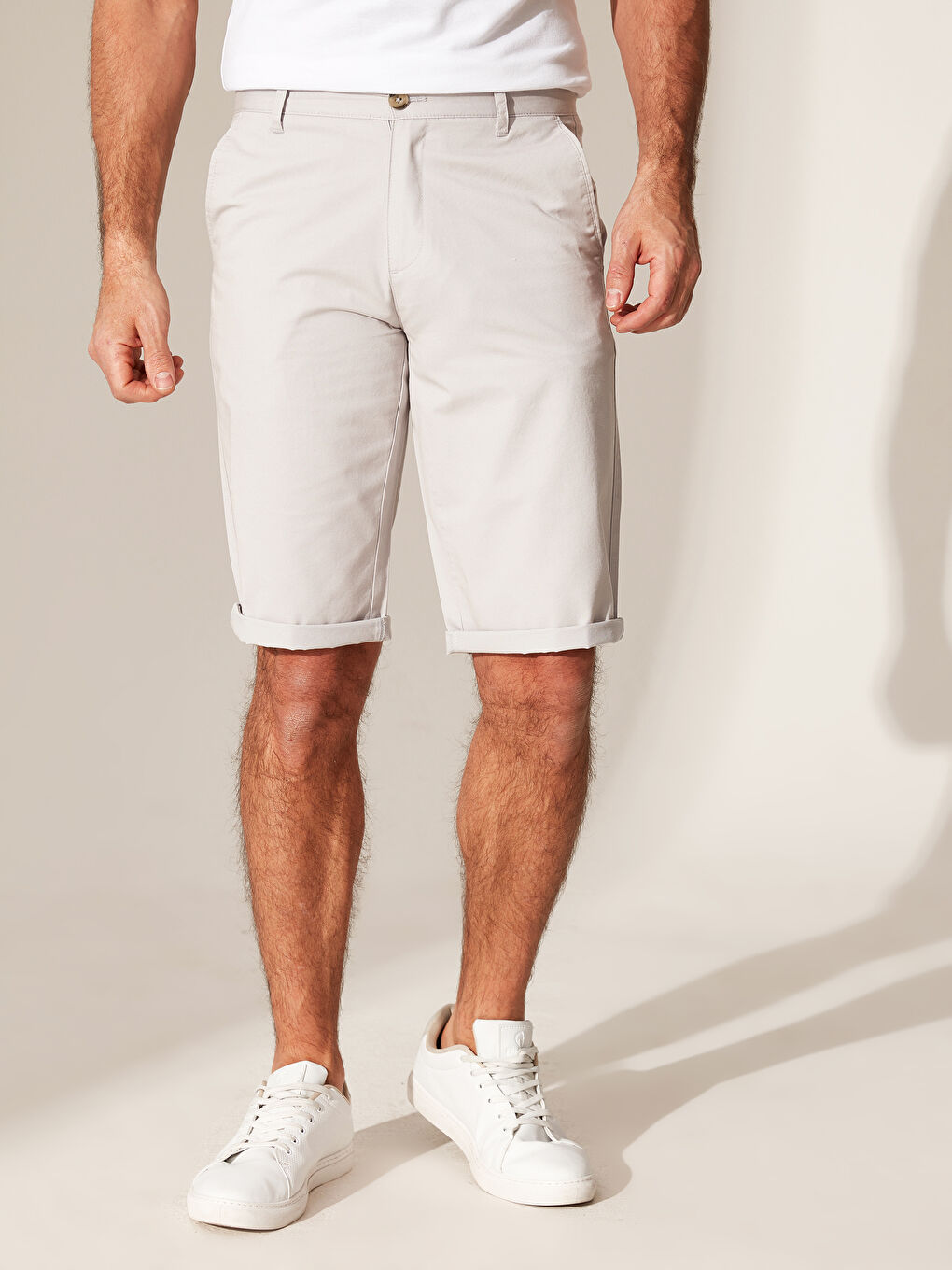 Gri Regular Fit Basic Bermuda Erkek Şort-2