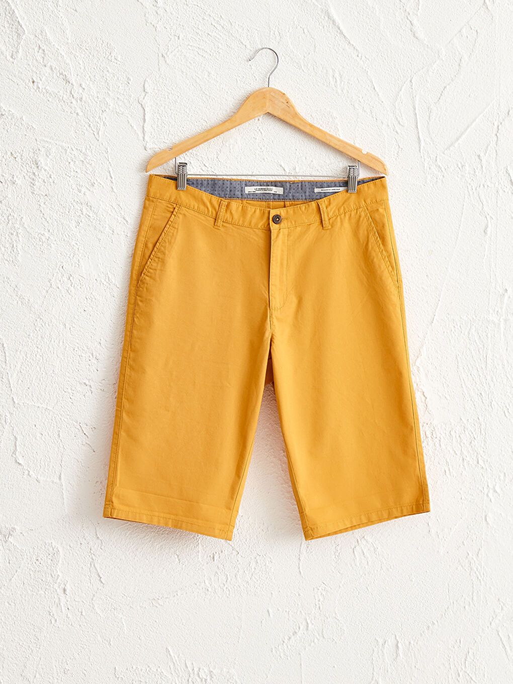Sarı Regular Fit Basic Bermuda Şort