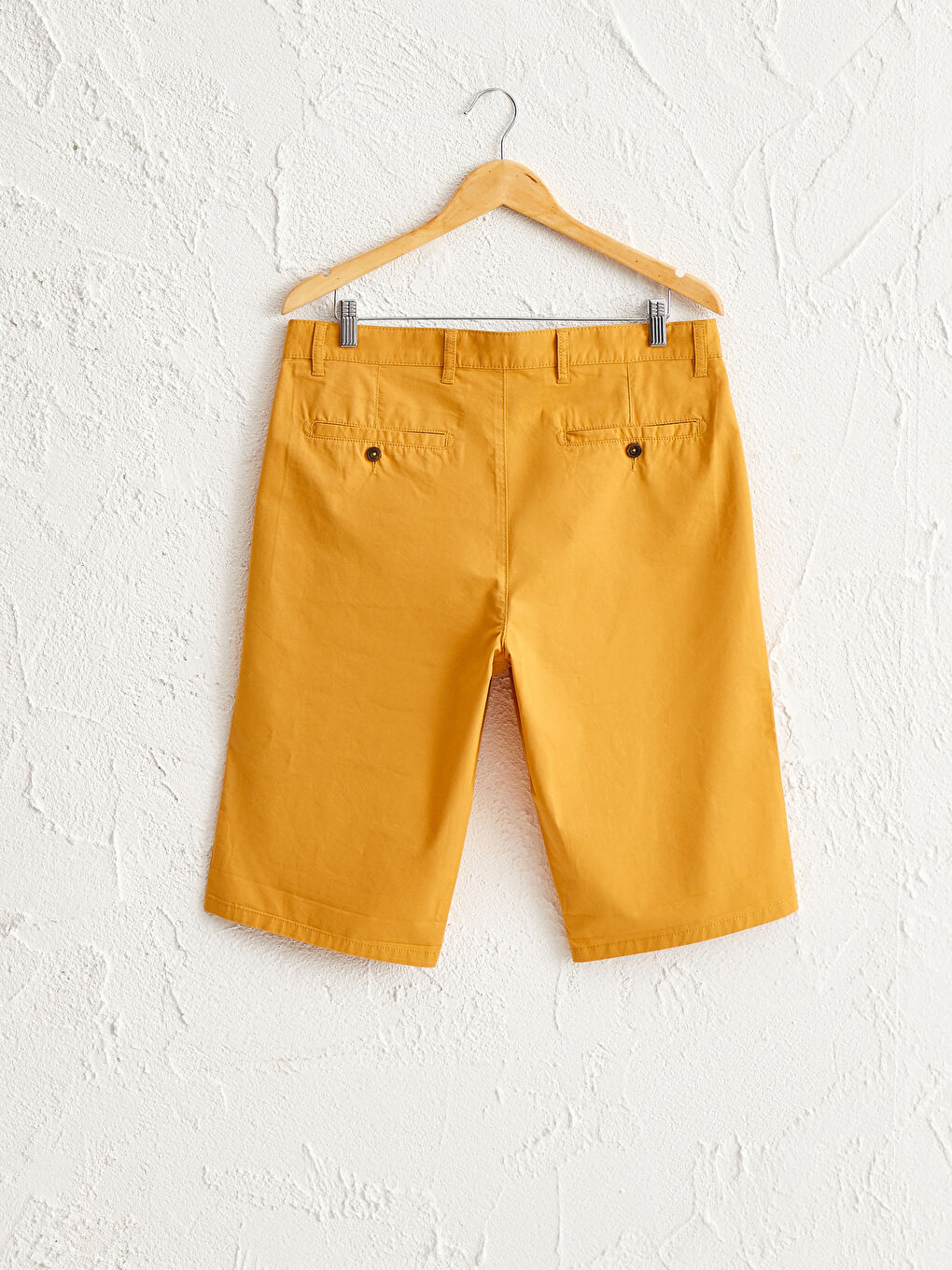 Sarı Regular Fit Basic Bermuda Şort-1