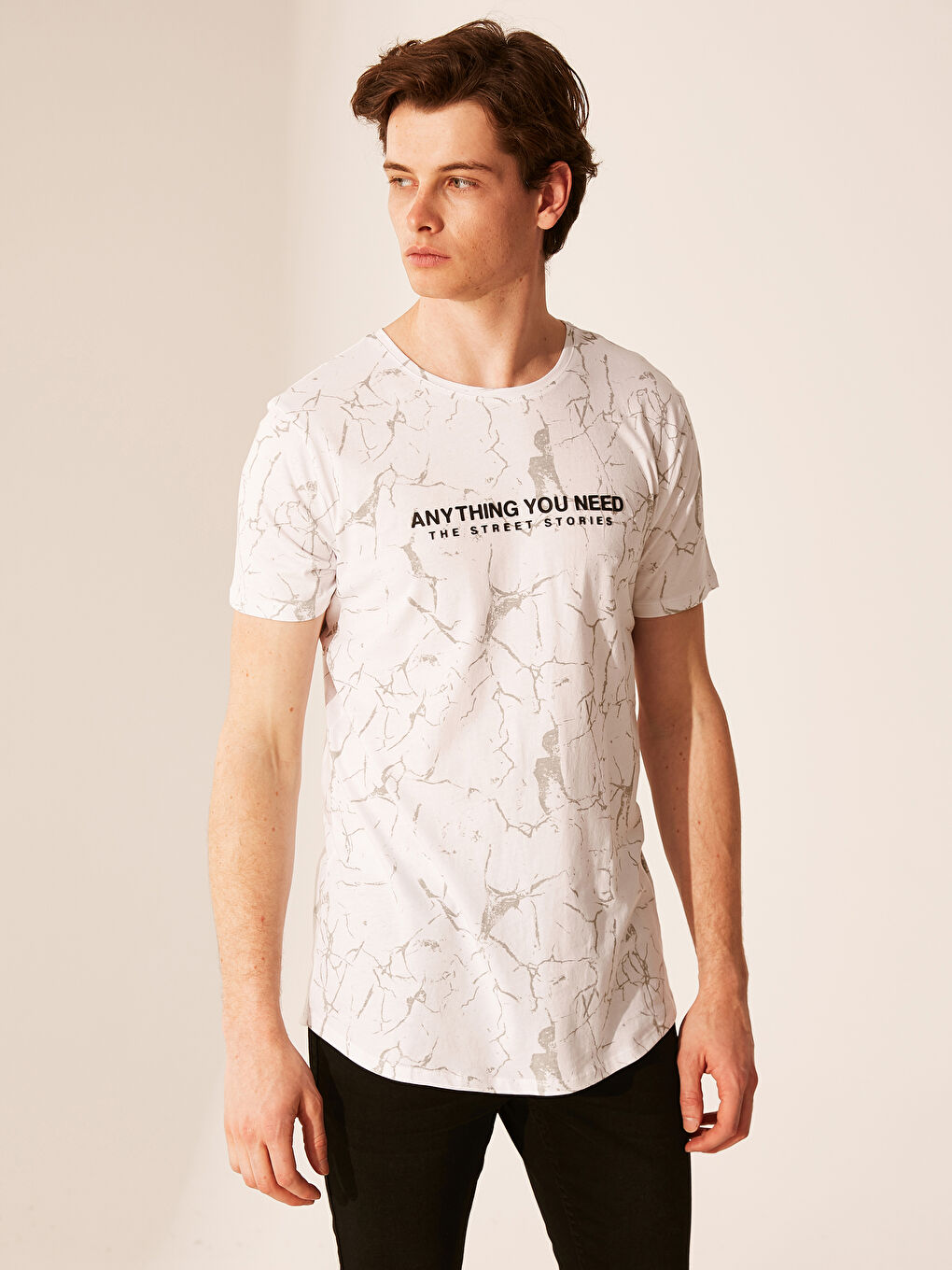 Beyaz Penye Erkek Tişört