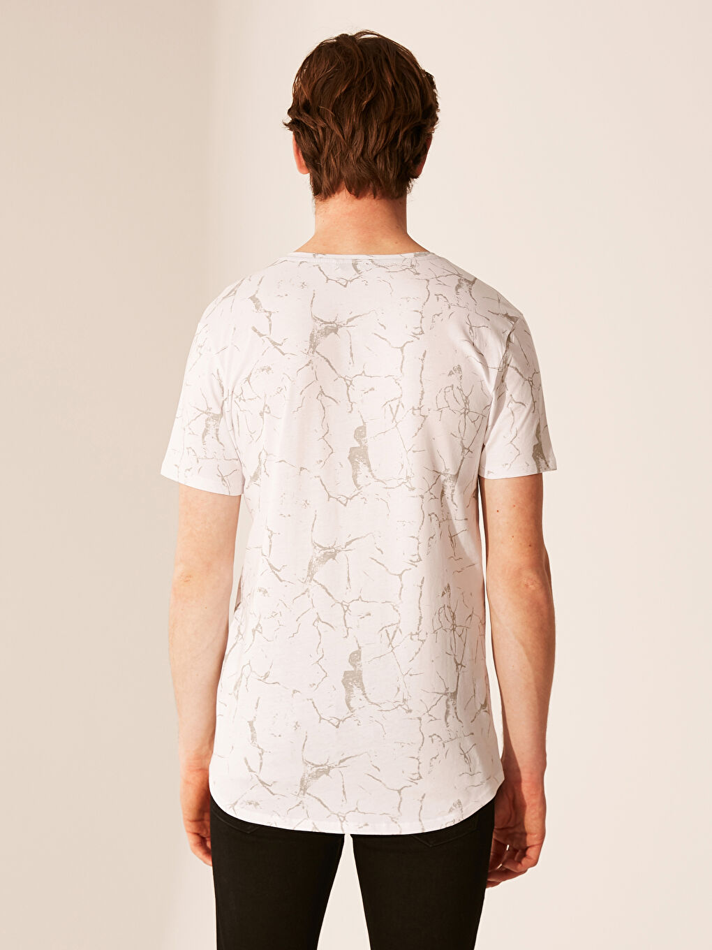 Beyaz Penye Erkek Tişört-3