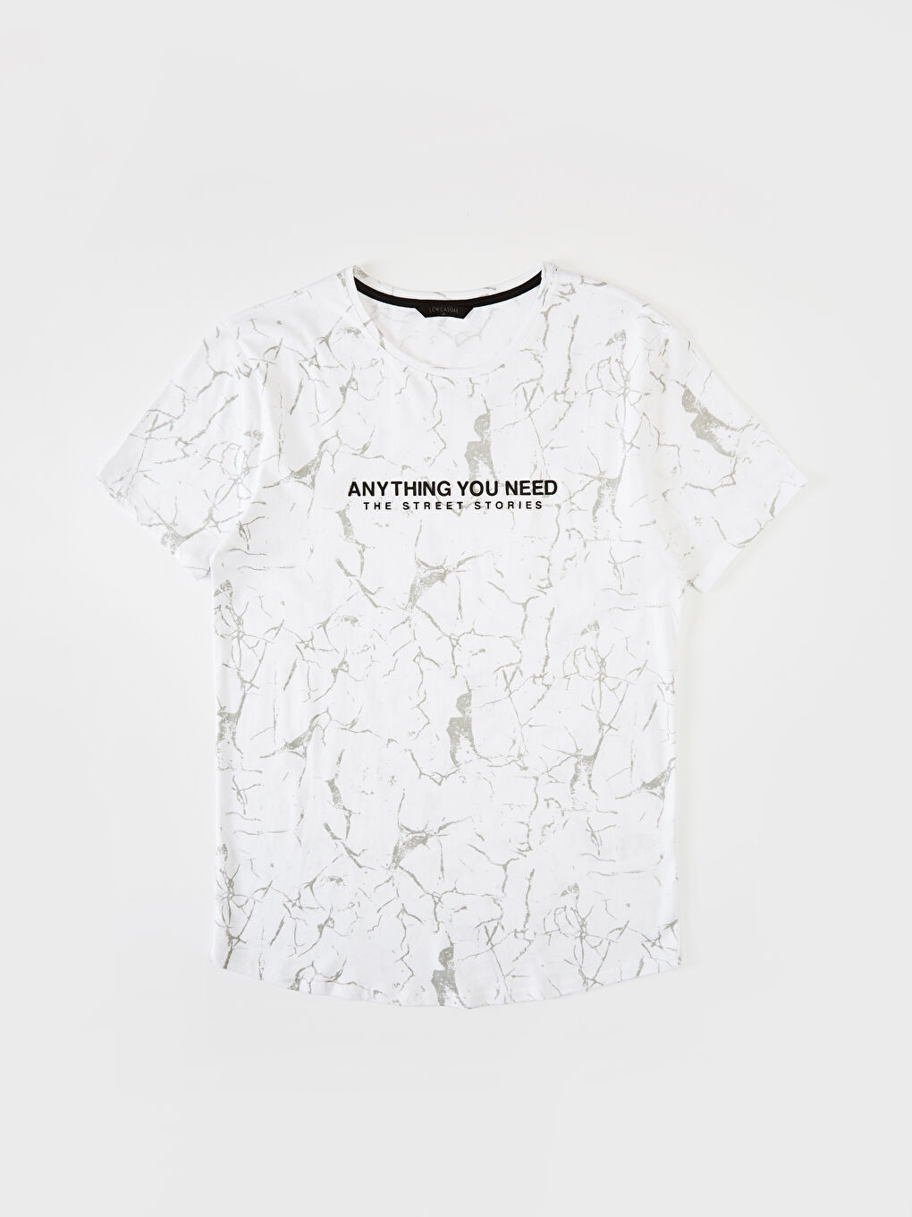 Beyaz Penye Erkek Tişört-1