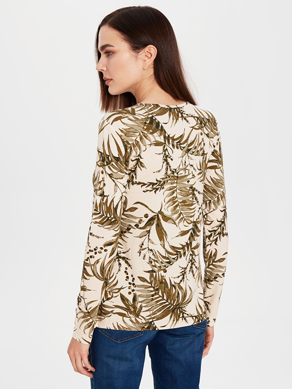 Yeşil Uzun Kollu Bisiklet Yaka Tişört-2