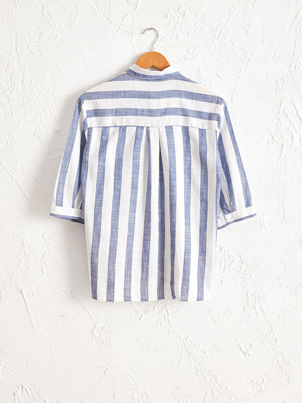 Mavi Çizgili Poplin Gömlek-3