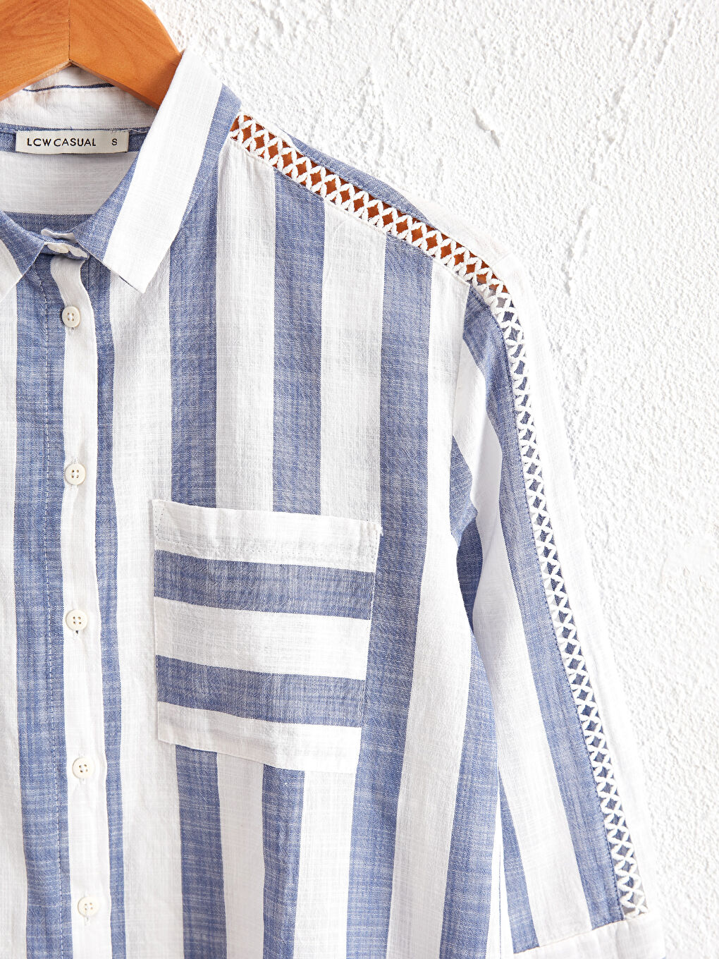 Mavi Çizgili Poplin Gömlek-4
