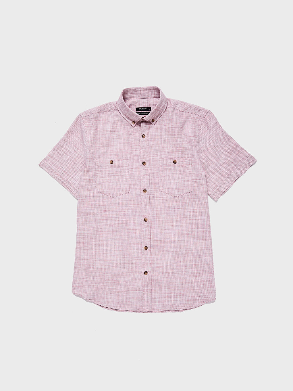 Kırmızı Regular Fit Kısa Kollu Armürlü Gömlek-1