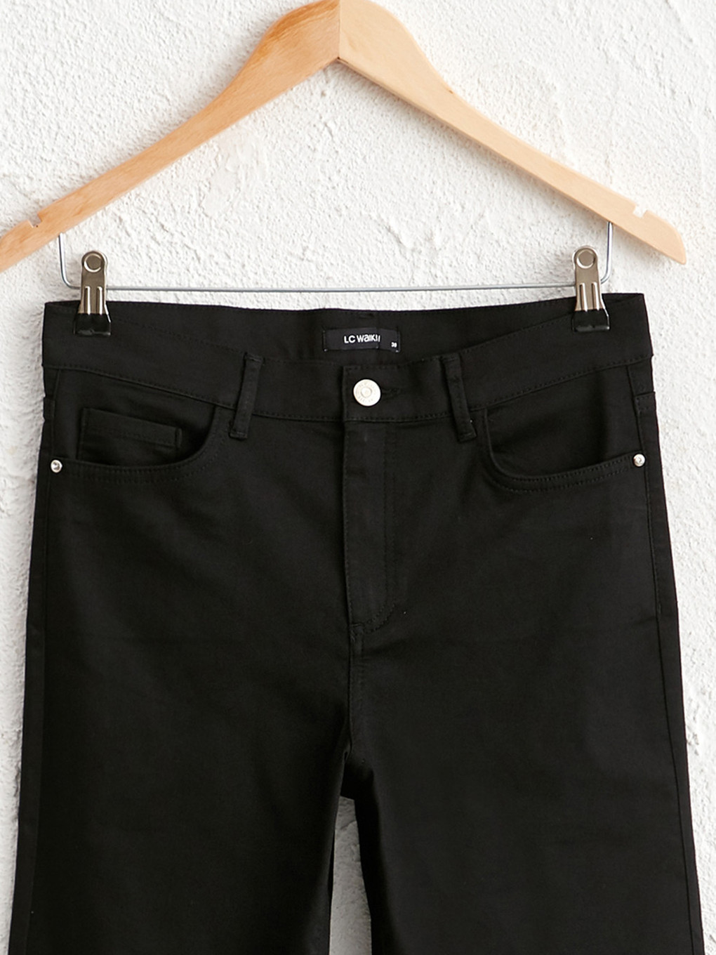 Siyah Standart Fit Gabardin Kadın Düz Paça Esnek Kapri-2