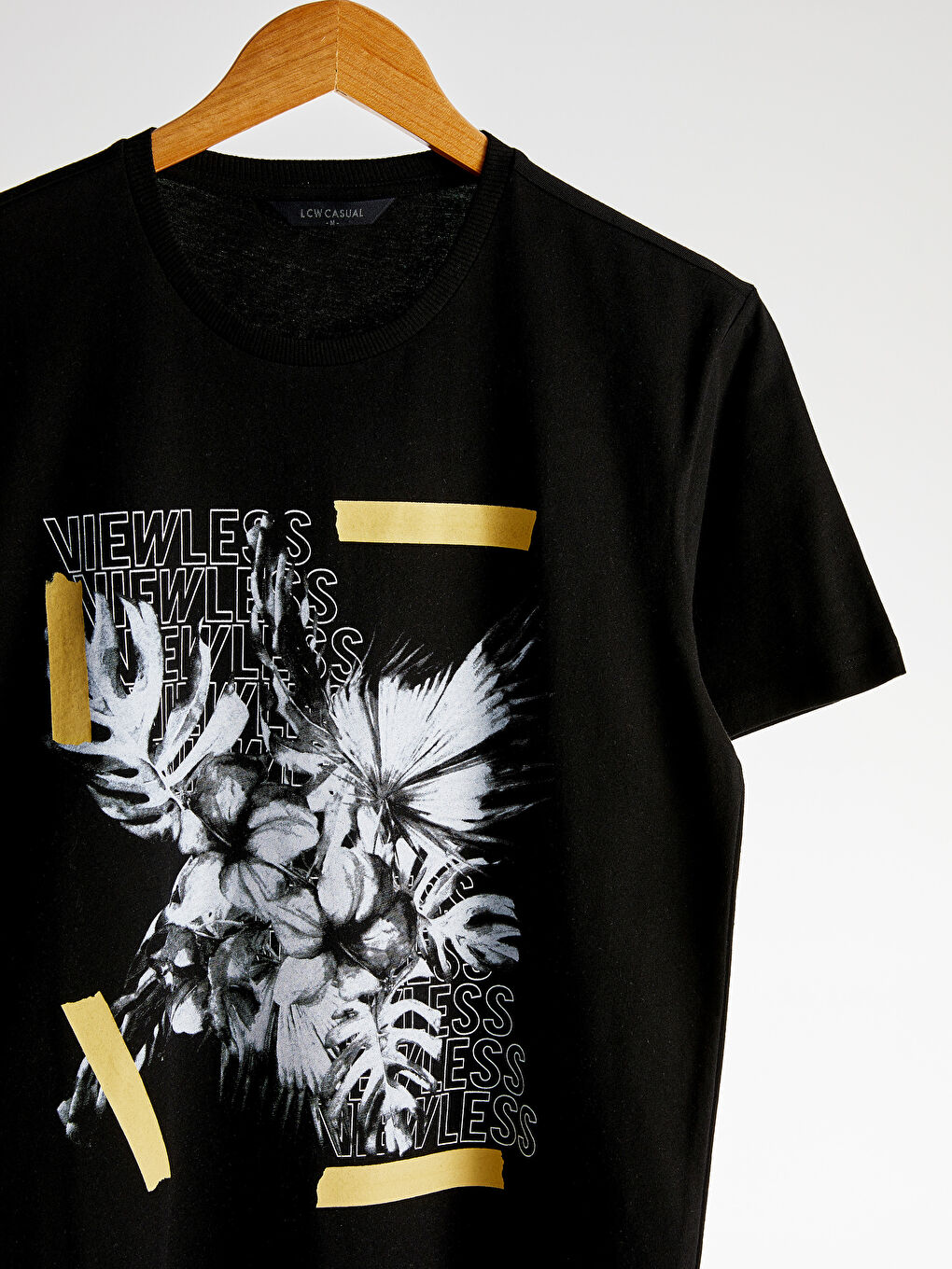 Okrugli izrez štampana majica od češljanog pamuka-2