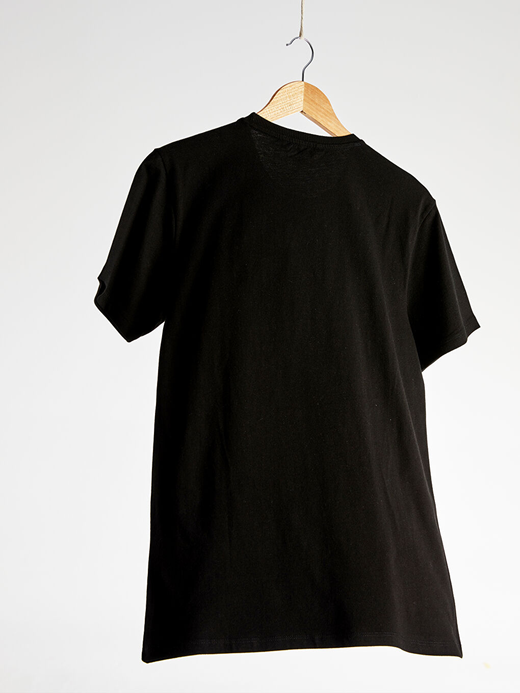 Okrugli izrez štampana majica od češljanog pamuka-3