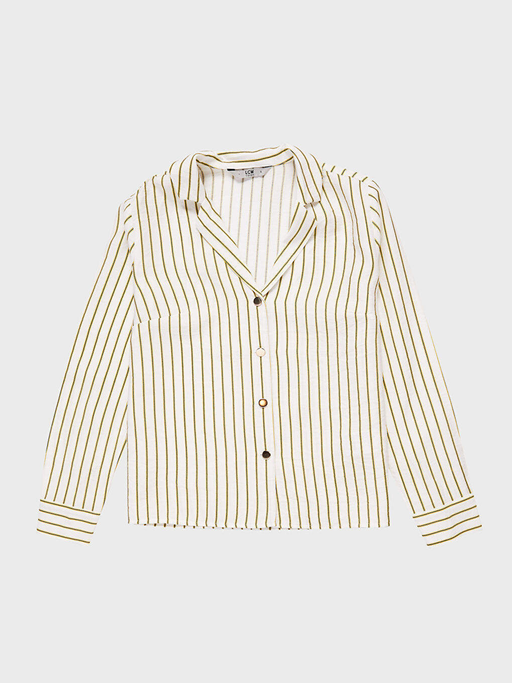 Cămașă pentru Femei cu Închidere Frontală prin Nasturi și Mânecă Lungă Vărgată-10