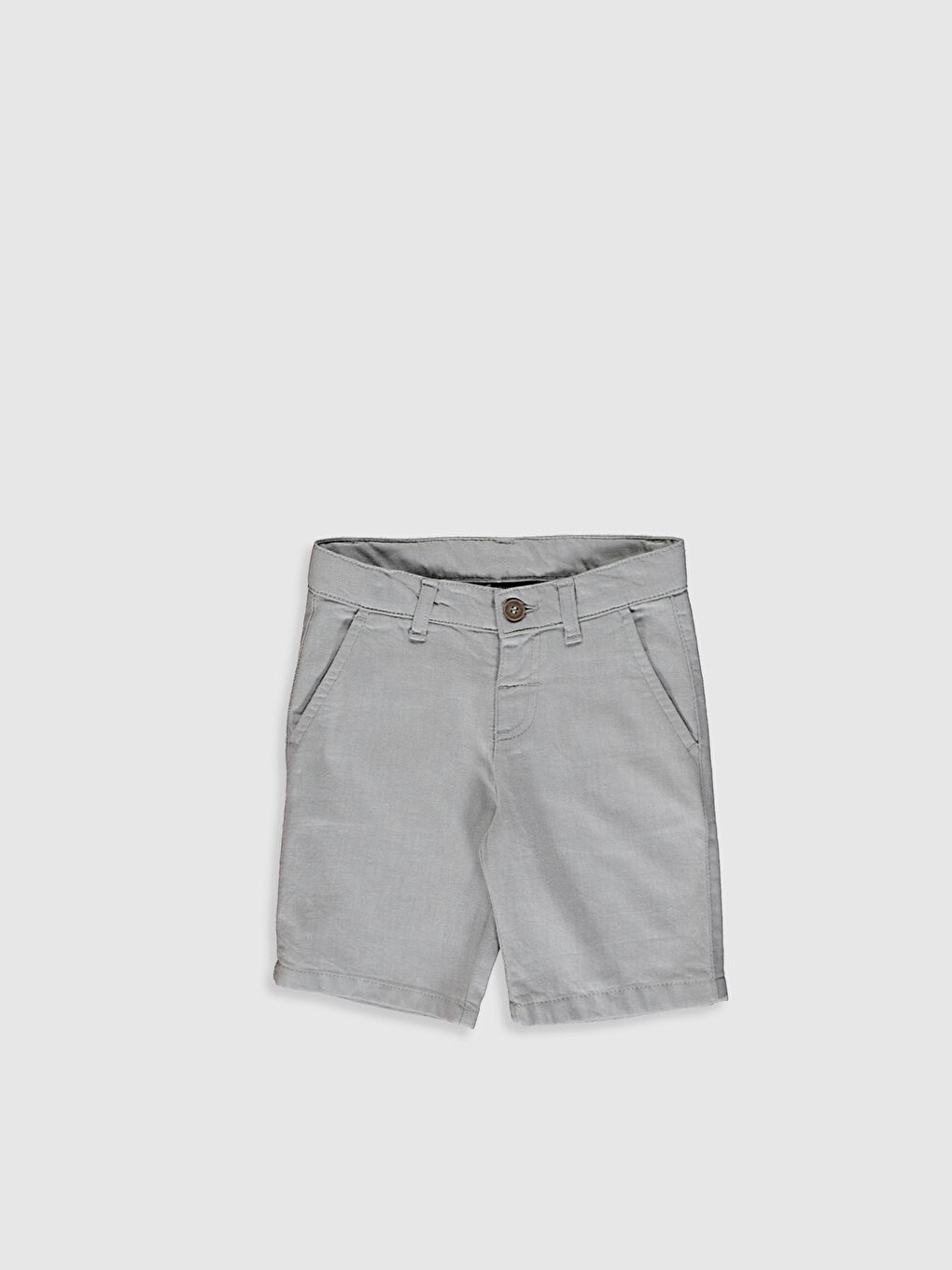 Gri Basic Gabardin Erkek Çocuk Şort-2