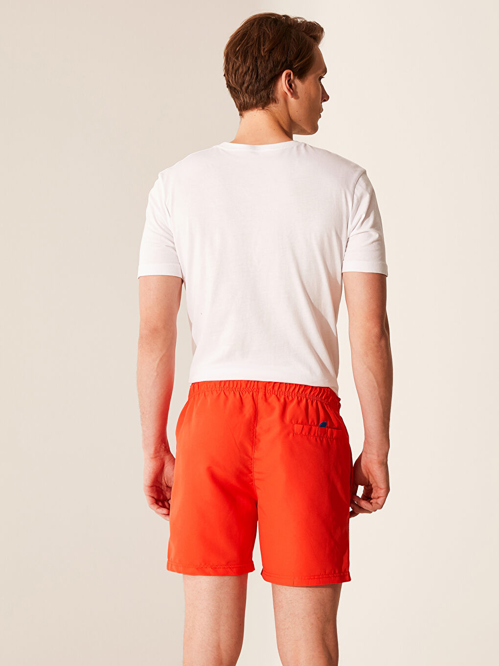 Turuncu Kısa Boy Baskılı Deniz Şortu-3