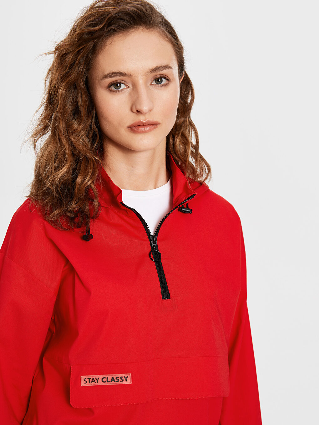 Stand Collar Long Sleeve Oversize Poplin Women's Tunic-3