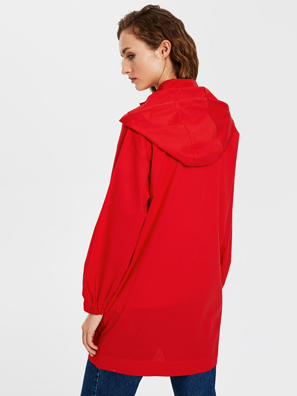 Stand Collar Long Sleeve Oversize Poplin Women's Tunic-4