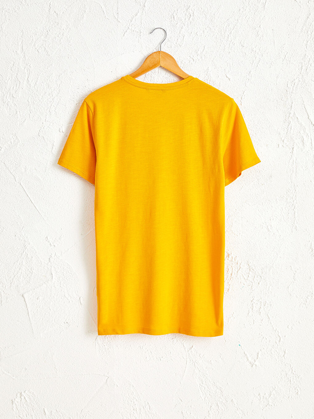 Sarı Bisiklet Yaka Baskılı Oversize Tişört-1