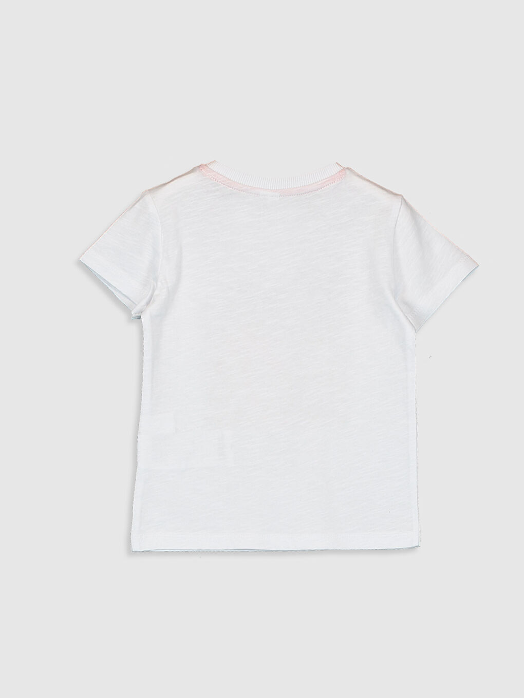 Beyaz Bisiklet Yaka Kısa Kollu Erkek Bebek Tişört-1
