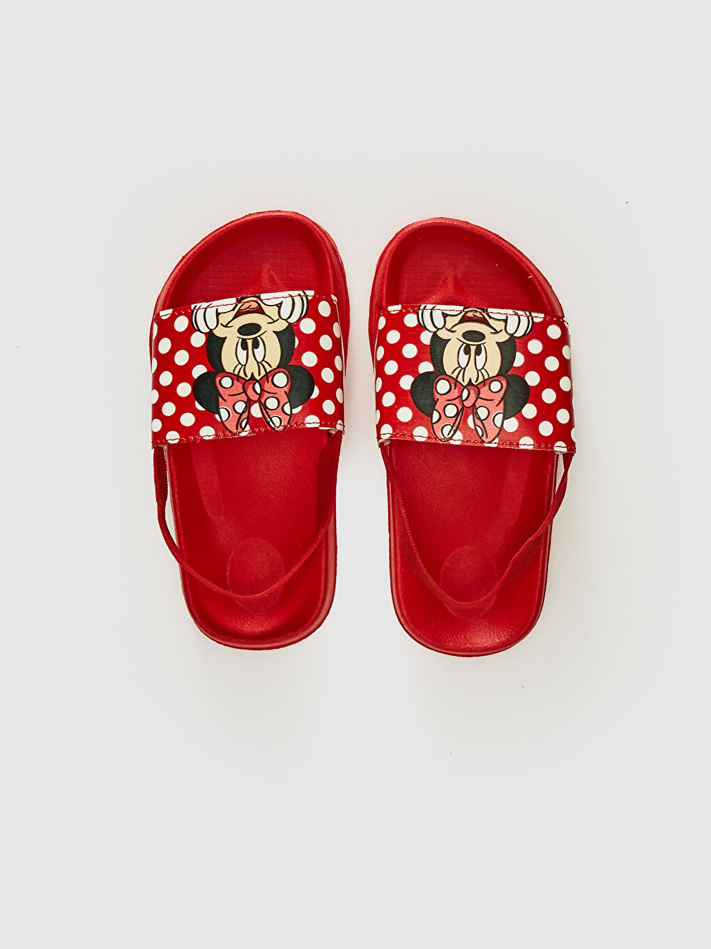 Kırmızı Kız Bebek Minnie Mouse Baskılı Terlik-4