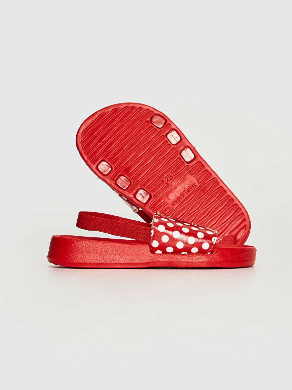 Kırmızı Kız Bebek Minnie Mouse Baskılı Terlik-2