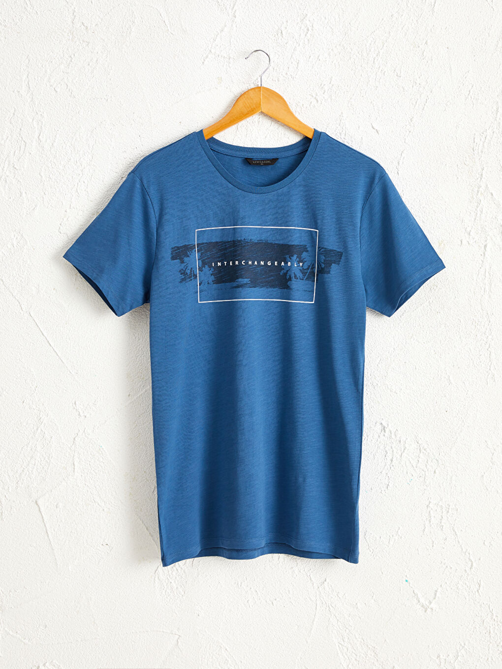 İndigo Bisiklet Yaka Baskılı Tişört