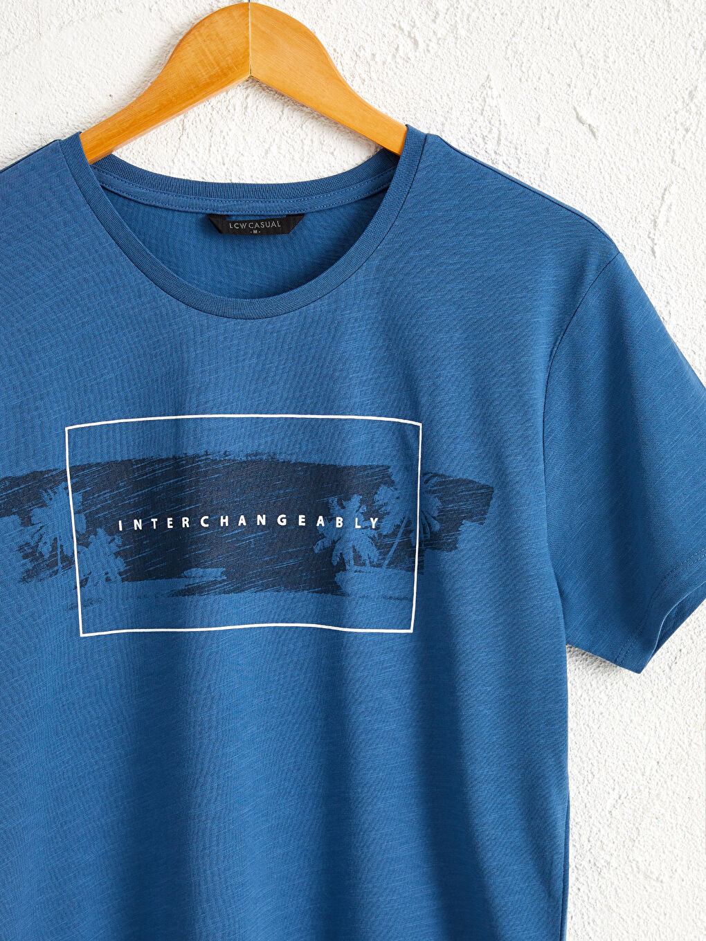 İndigo Bisiklet Yaka Baskılı Tişört-2