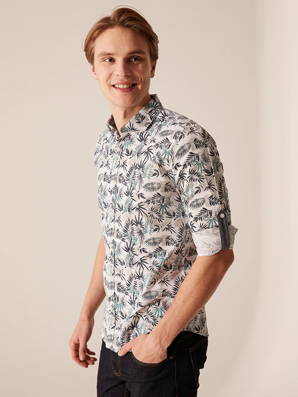 Mavi Poplin Erkek Gömlek-1