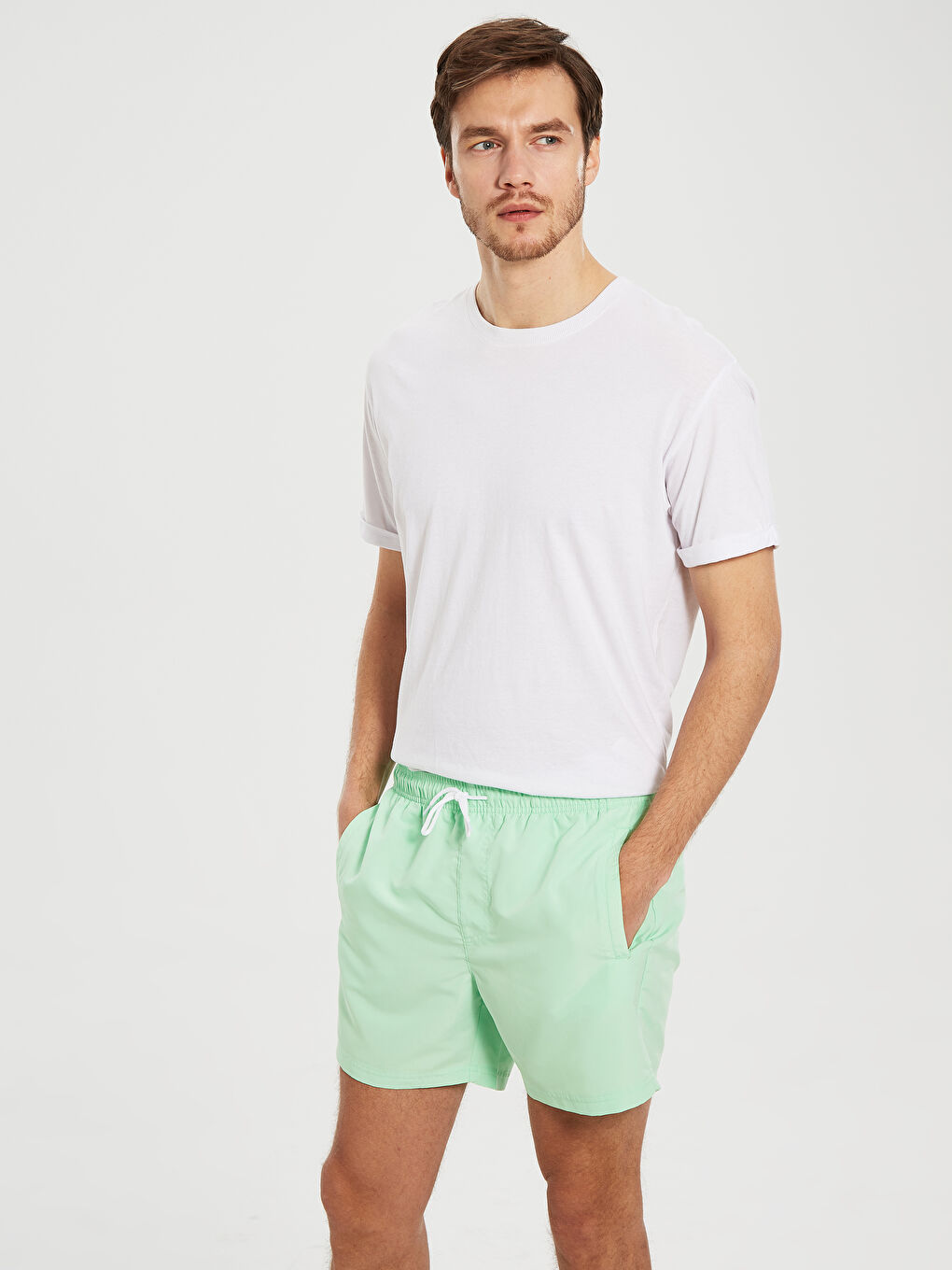 Above Knee Length Basic Sea Shorts-3