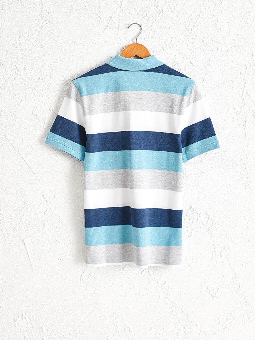 Striped Polo Neck Short Sleeve Pique T-Shirt-1