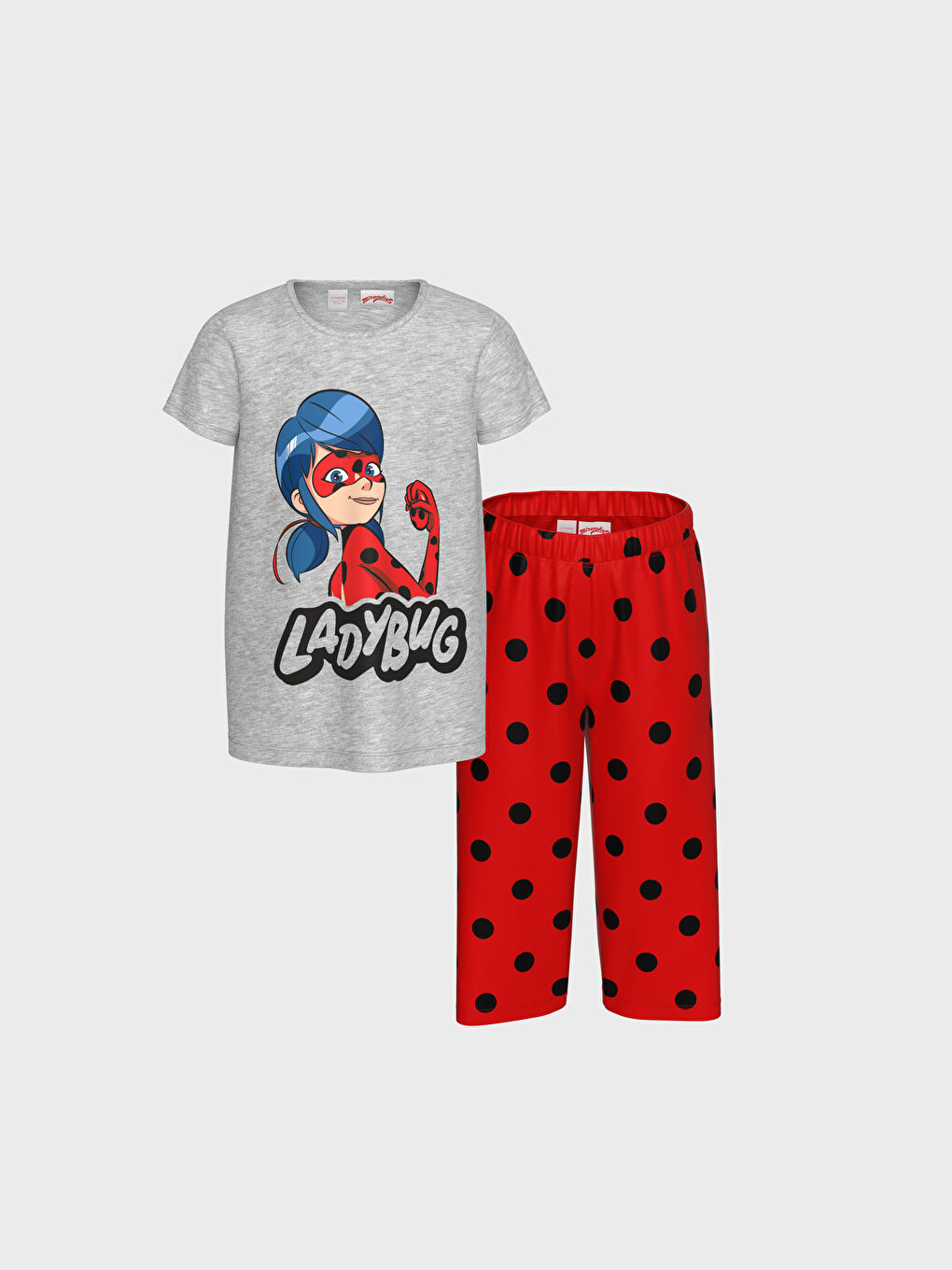 طقم بيجاما للبنات برقبة دائرية وكم قصير