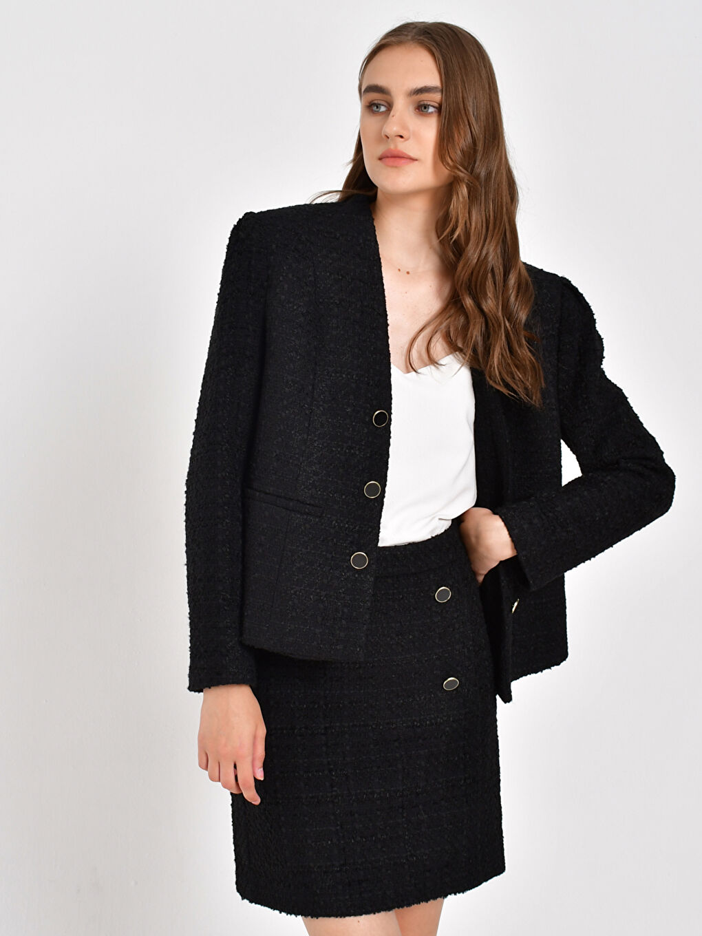 Siyah Dar Fit Kadın Tüvit Etek