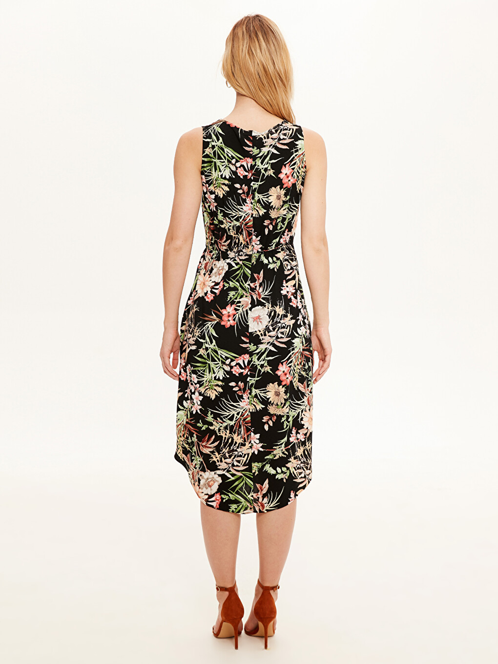 Crew Neck Patterned Women's Dress-3