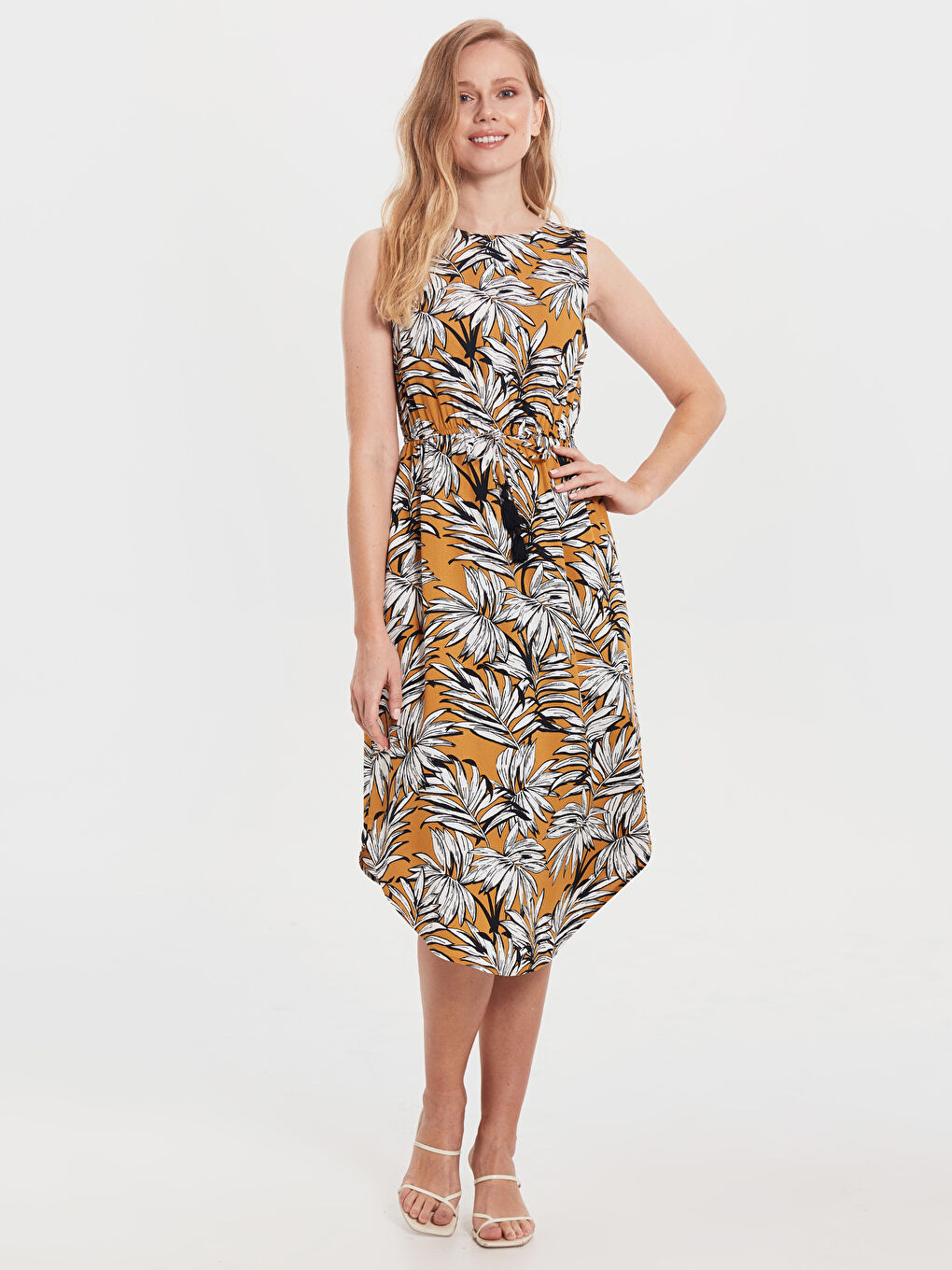 Crew Neck Patterned Women's Dress-8