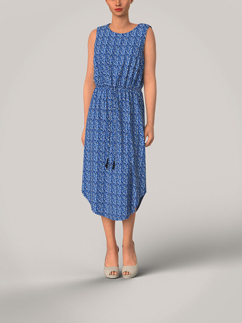 Платье с круглым вырезом и узором для женщин-8