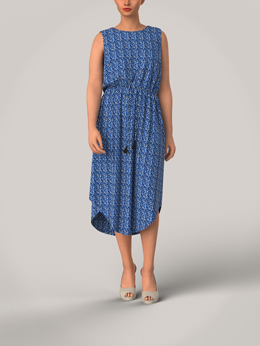 Платье с круглым вырезом и узором для женщин-7